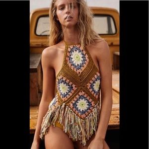 Free People Summer of Love Crochet Halter Top